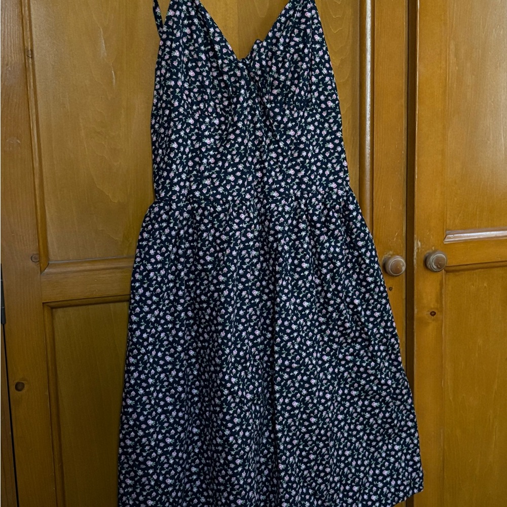 Black Floral V-Neck Spaghetti Strap Dress